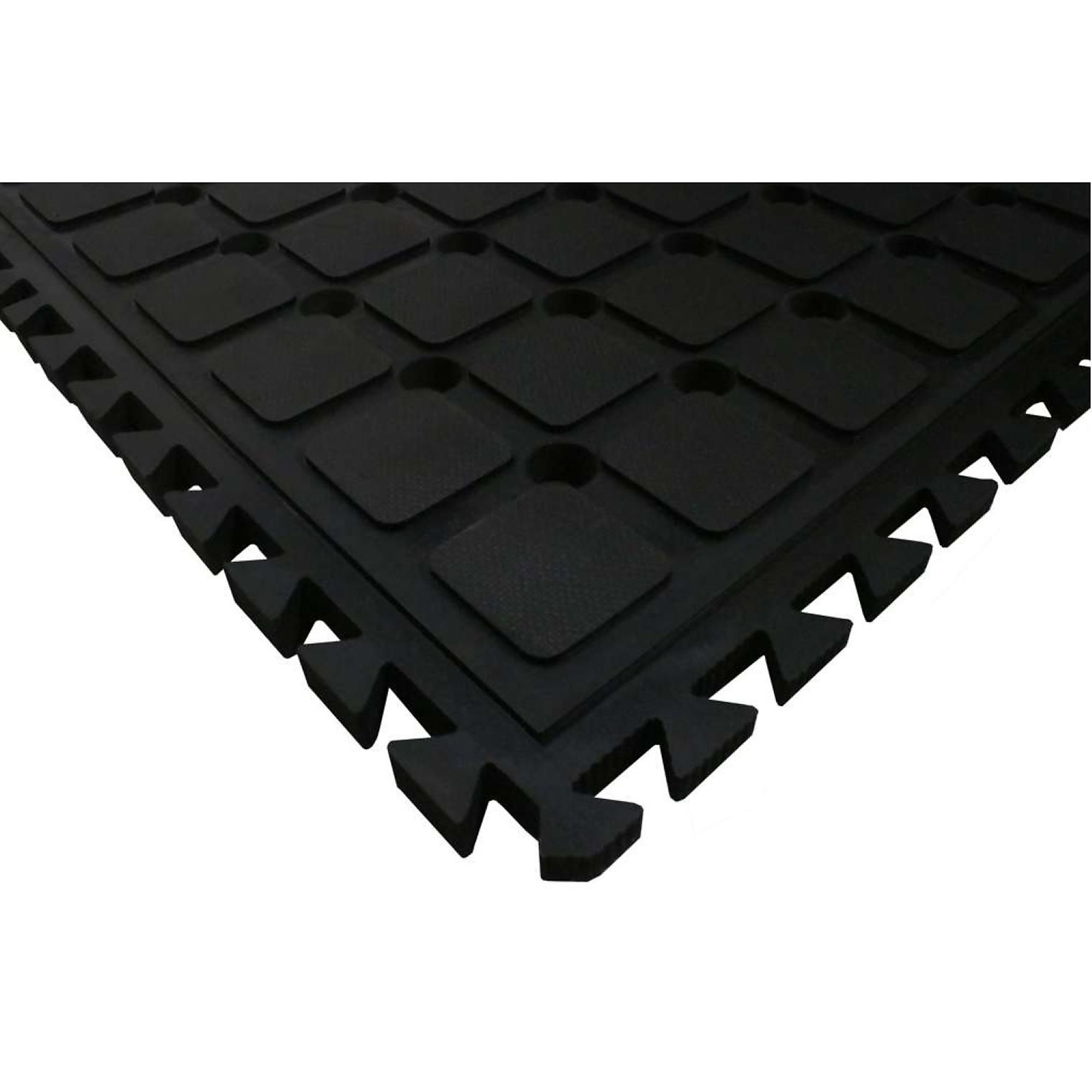 M+A Matting, Hog Heaven Drainable Modular Tiles 18", yellow striped border&nbsp; 21.75" x 21.75", Corner, 3/4" Thickness Model #441105100